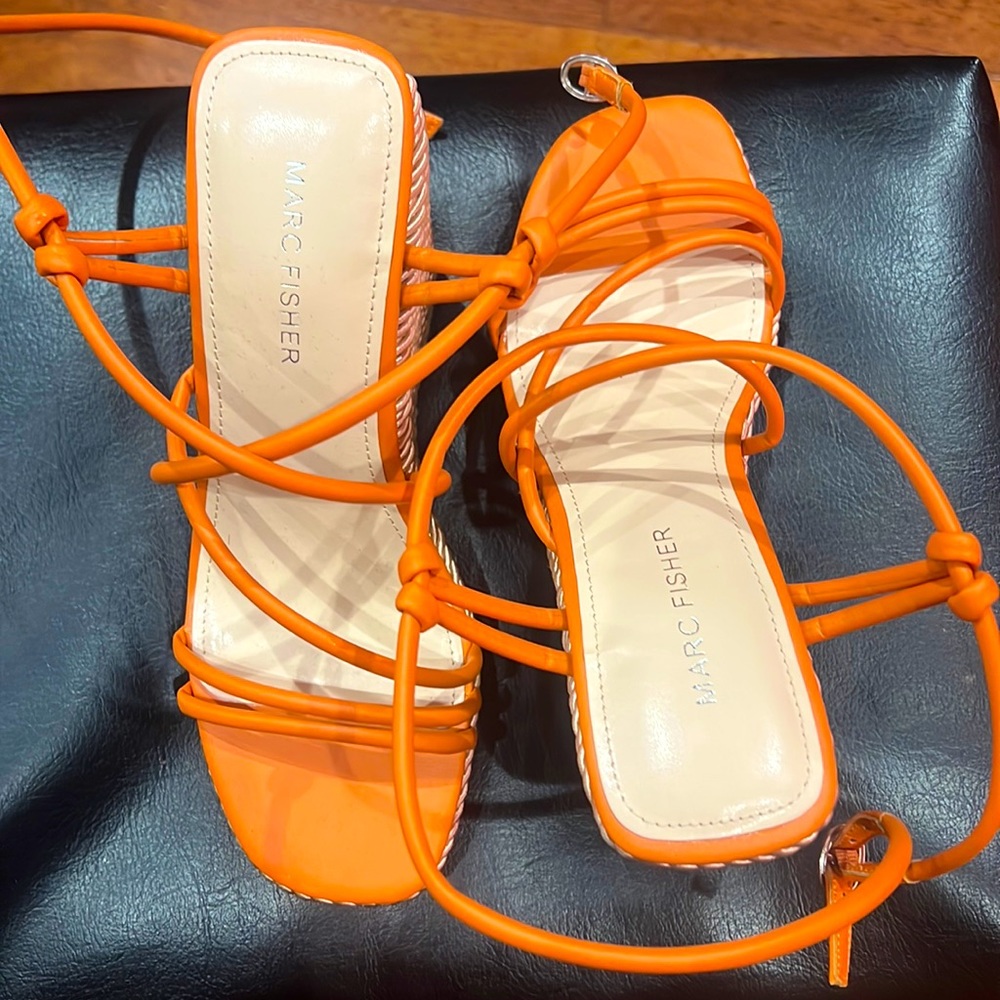 Brand new never worn Marc Fisher orange sandals size 7.5